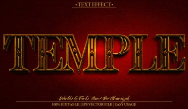 Tapınak Vektörü Metin Efekti Düzenlenebilir Alfabe Dini Tarihi Yayı