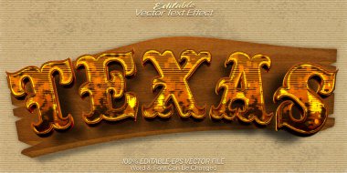 Texas Vektör Metin Efekti Düzenlenebilir Alfabe Kovboy Batı Countr