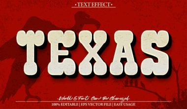 Texas Vektör Metin Efekti Düzenlenebilir Alfabe Retro Klasik Batı Efekti