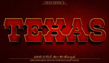 Texas Vektör Metin Efekti Düzenlenebilir Alfabe Kovboy Batı Countr