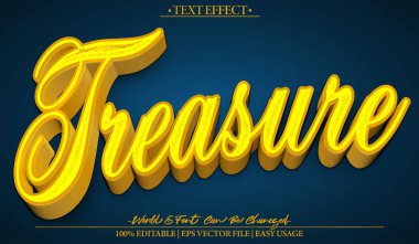  Altın Sandık Zenginlikleri Saklı Sarı Vektör Metin Efekti Edi