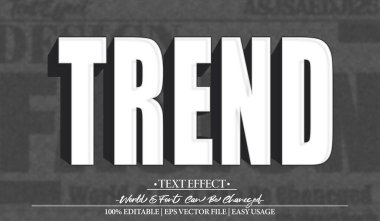  Vektör Metin Efekti Düzenlenebilir Alfabe Biçimi Basit Eğilim Beyaz 