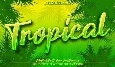 Tropikal Vektör Metin Efekti Düzenlenebilir Alfabe Egzotik Yeşil Zirvesi