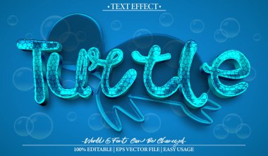 Kaplumbağa Vektör Metin Efekti Düzenlenebilir Hayvan Hayvanat Bahçesi Vahşi Yaşam Efekti