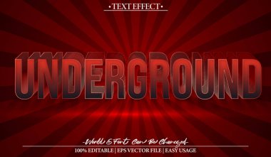 Yeraltı Vektör Metin Efekti Düzenlenebilir Alfabe Kırmızı Tünel Gizli