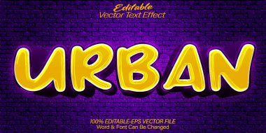 Kentsel Vektör Metin Efekti Düzenlenebilir Alfabe Mor Sarı Sokak 