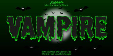 Vampir Vektör Metin Efekti Düzenlenebilir Alfabe Kırmızı Korku Cadılar Bayramı