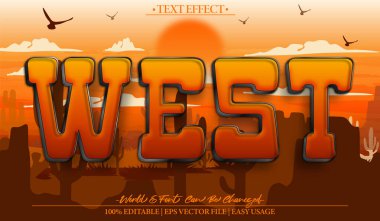 Batı Vektörü Metin Efekti Düzenlenebilir Alfabe Batı Kovboyu Teksas G