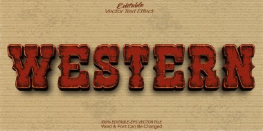 Batı Vektörü Metin Efekti Düzenlenebilir Alfabe Kovboy Vintage Texa