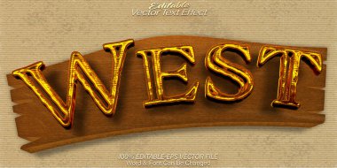 Batı Vektörü Metin Efekti Düzenlenebilir Alfabe Batı Kovboyu Teksas G