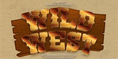 Batı Vektörü Metin Efekti Düzenlenebilir Alfabe Kovboy D