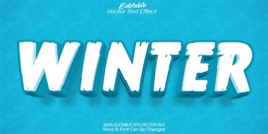 Kış Vektörü Metin Efekti Düzenlenebilir Alfabe Donmuş Buz Mavisi