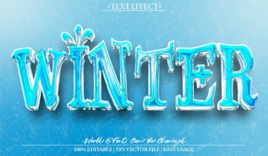 Kış Vektörü Metin Efekti Düzenlenebilir Alfabe Mavi Buz Dondurucu Karweather forecast