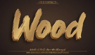 Tahta Vektör Metin Efekti Düzenlenebilir Alfabe Tahtası Woo