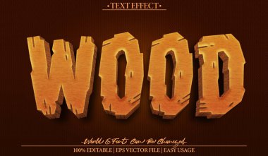 Tahta Vektör Metin Efekti Düzenlenebilir Alfabe Tahtası Woo