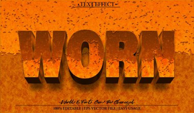 Eskimiş Vektör Metin Efekti Düzenlenebilir Alfabe Eski Paslı Ancie