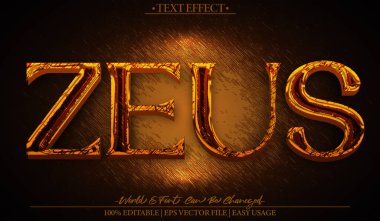 Zeus Vektör Metin Efekti Düzenlenebilir Alfabe Olimpos Güç Yöneticisi G