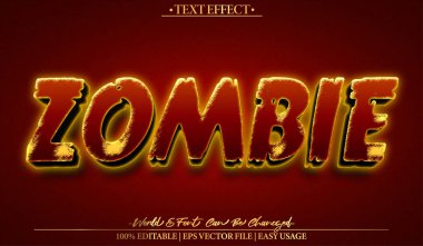 Zombi Vektör Metin Efekti Düzenlenebilir Alfabe Korkunç Cadılar Bayramı Mons