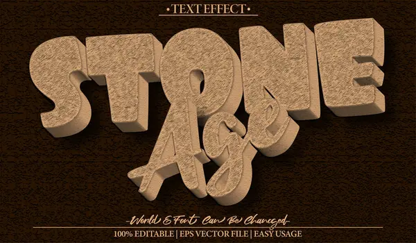 Taş Devri Vektör Metin Efekti Düzenlenebilir Alfabetik Rock Histo