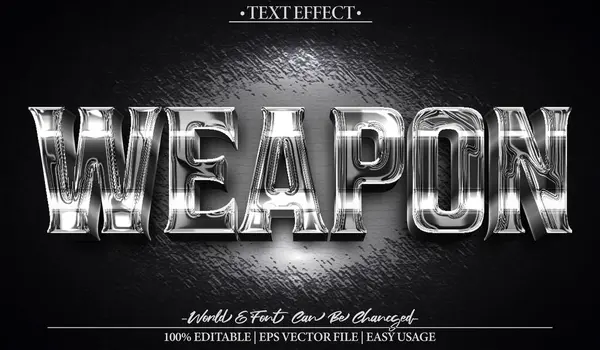 Silah Vektörü Metin Efekti Düzenlenebilir Alfabe Siyah Silah Tüfeği Vuruşu