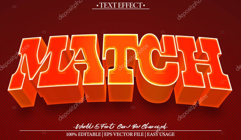 Match  Vector Text Effect Editable Alphabet Sport Football Game