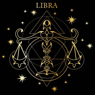 Siyah arka planda Terazi burcunun vektör görüntüsü