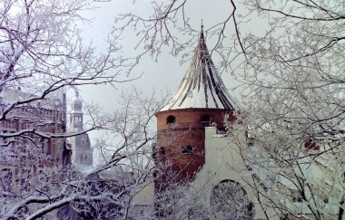 Riga 'da kış günü.