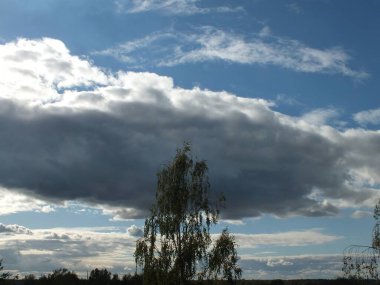 Autumn cloud against the blue sky in the Baltics. clipart