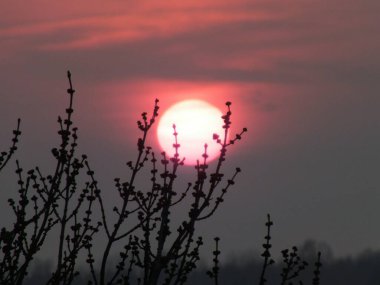 Riga 'nın Bolderaja bölgesinde günbatımı.