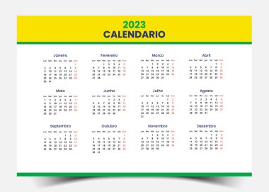 Brezilya Planlama, Ofis, İş, Zamanlama Şablonu 2023 takvimi
