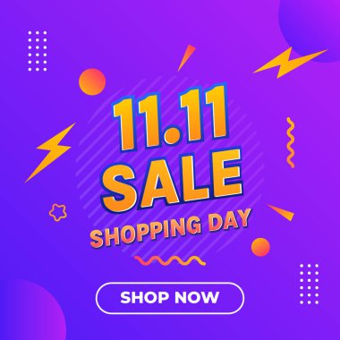 11 Satılık Alışveriş Günü Reklam Şablonu Vektör İllüstrasyonu