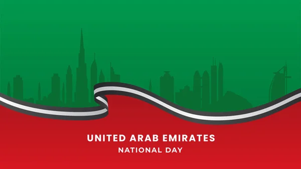 Spojené Arabské Emiráty Národní Den Pozadí Siluetou Dubai City Vector — Stockový vektor