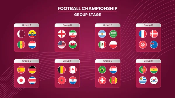 Modèle Table Étape Groupe Championnat Monde Football Illustration Vectorielle — Image vectorielle
