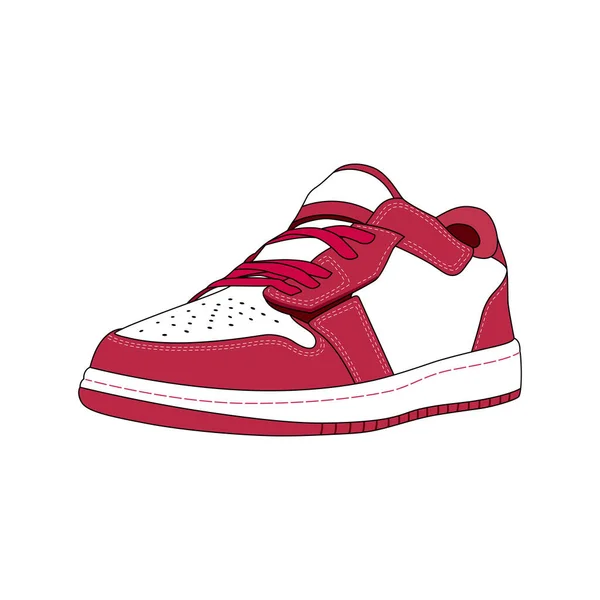 Kardinaal Rode Sport Sneaker Schoenen Geïsoleerd Wit Sneakers Voor Mode — Stockvector