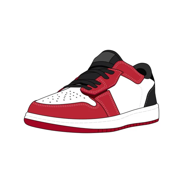 Chaussures Red Low Sneaker Isolées Sur Fond Blanc Baskets Pour — Image vectorielle