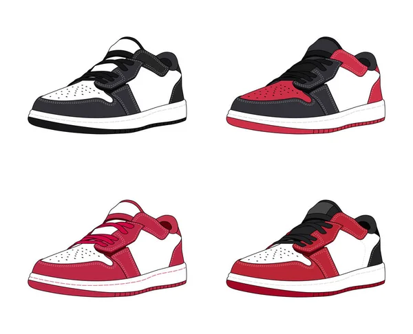 Ensemble Chaussures Sneaker Collection Illustration Vectorielle Isolé Sur Fond Blanc — Image vectorielle