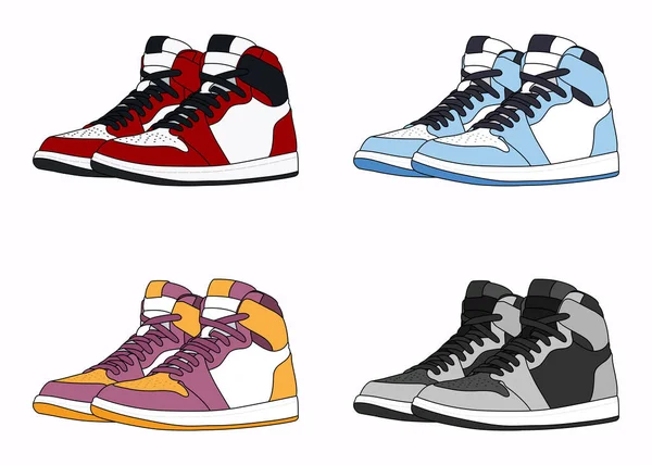 Paire Chaussures Sneaker Collection Isolées Sur Fond Blanc Baskets Pour — Image vectorielle