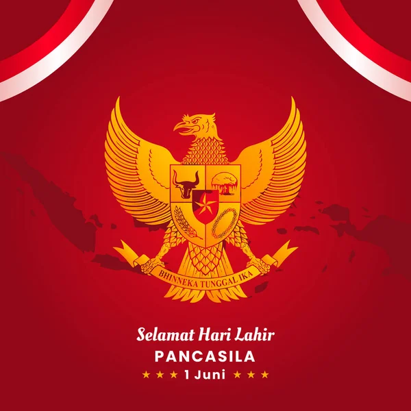 Selamat Hari Lahir Pancasila Juni Szczęśliwego Dnia Pancasila Tło Indonezyjskich — Wektor stockowy