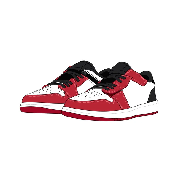 Sapato Sneaker Vermelho Isolado Branco Sapatilhas Para Treinamento Corrida Basquete —  Vetores de Stock