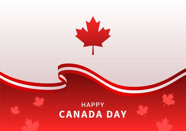 stock vector Happy Canada Day Background with National Flag and Red Maple Leaf. Vector Illustration