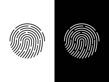 Parmak izi kilidi güvenlik logosu vektör illüstrasyonu. siyah ve beyaz logo arkaplanı
