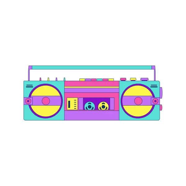 Retro Stereo Radio Cassette Recorder Isolated White Background Vintage Old — Stock Vector