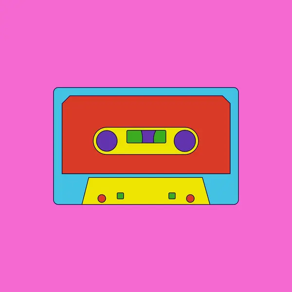 Nostalgie Van Cassette Tape Muziek Retro Vintage Illustratie — Stockvector
