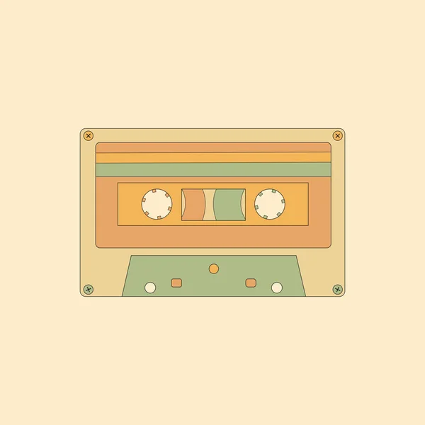 Vintage Cassette Audio Tape Jaren Nostalgie Retro Oude Stijl Vectorillustratie — Stockvector
