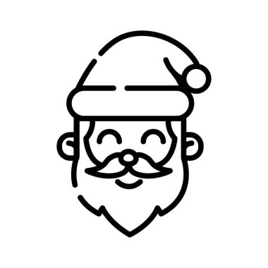 Noel Baba düz çizgi ikonu. Mutlu Noeller ve mutlu yıllar sembolü. Mobil konsept ve web tasarımı için taslak işareti