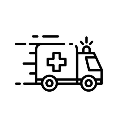 Ambulans Simgesi Satır Vektörü beyaz arkaplanda izole edildi.