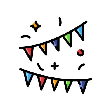 Garland Bunting Bayrak Renkli Simge Vektörü İllüstrasyonu