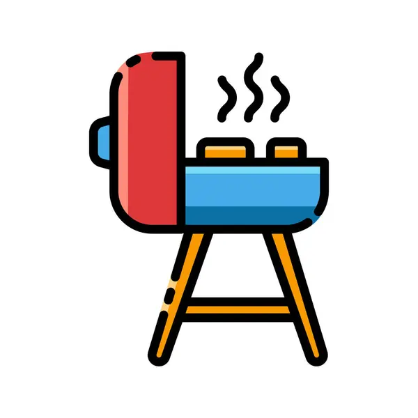 Barbecue Icona Stile Colore Vettoriale Illustrazione — Vettoriale Stock