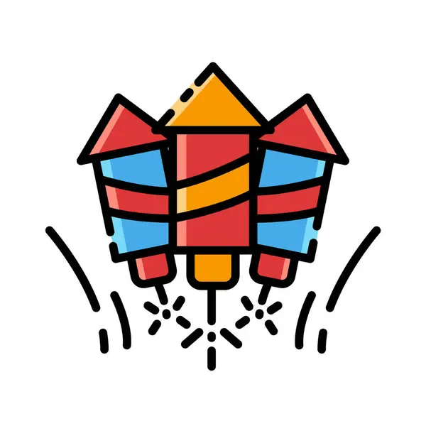 Firework Rocket Color Icon Vector Illustration — Stock Vector
