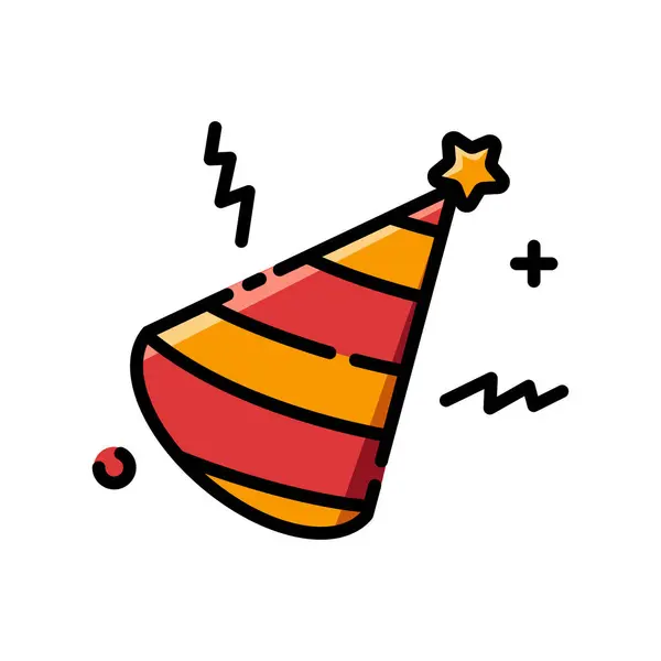 パーティー帽子のお祝い誕生日アイコンベクターイラスト — ストックベクタ